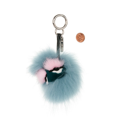 Fendi Fox Mink Rabbit Fur Vitello Flamingo Mini Monster Bag Bug Charm Lagoon Black Multicolor 2 of 3