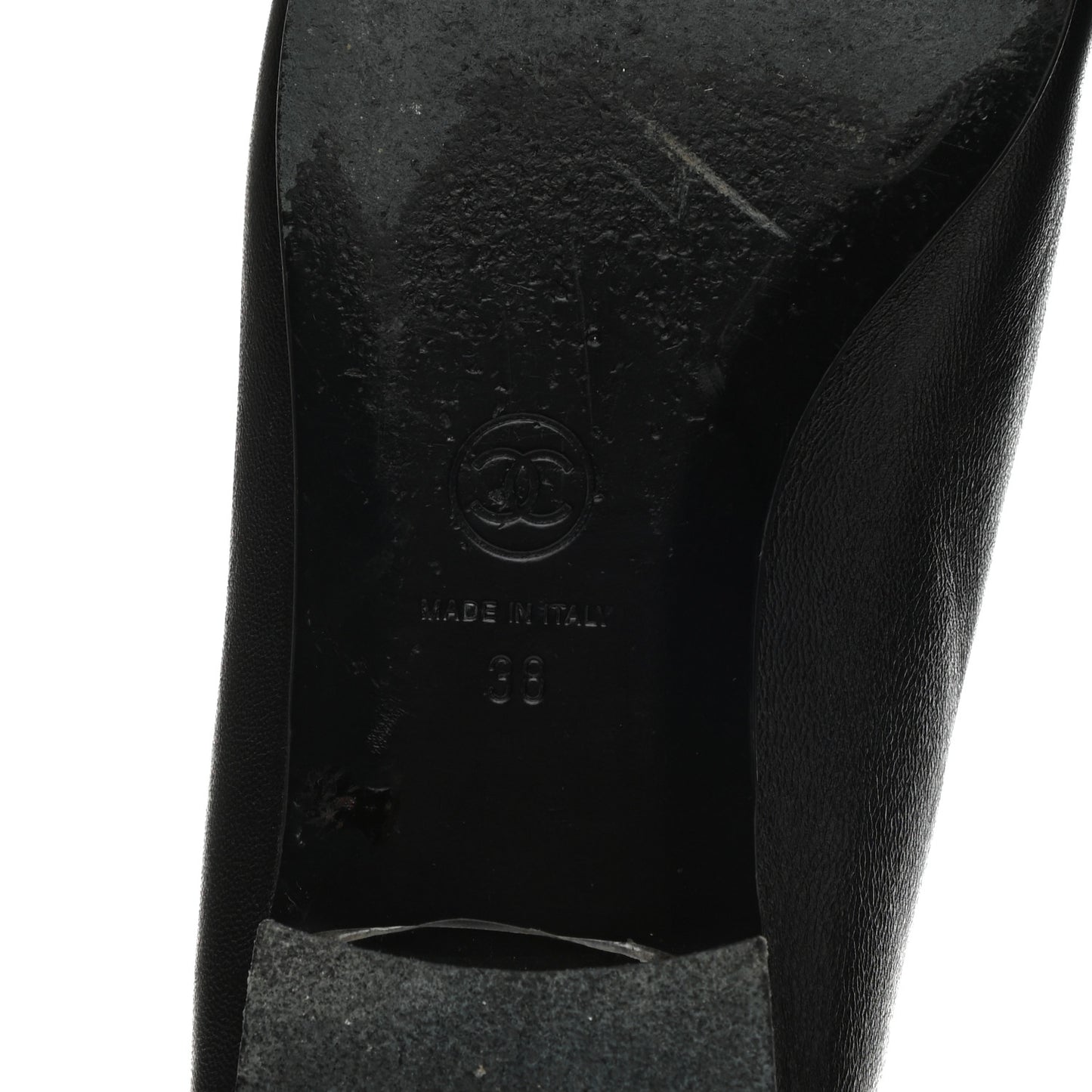 Lambskin Patent Cap Toe Ballerina Flats 38 Black