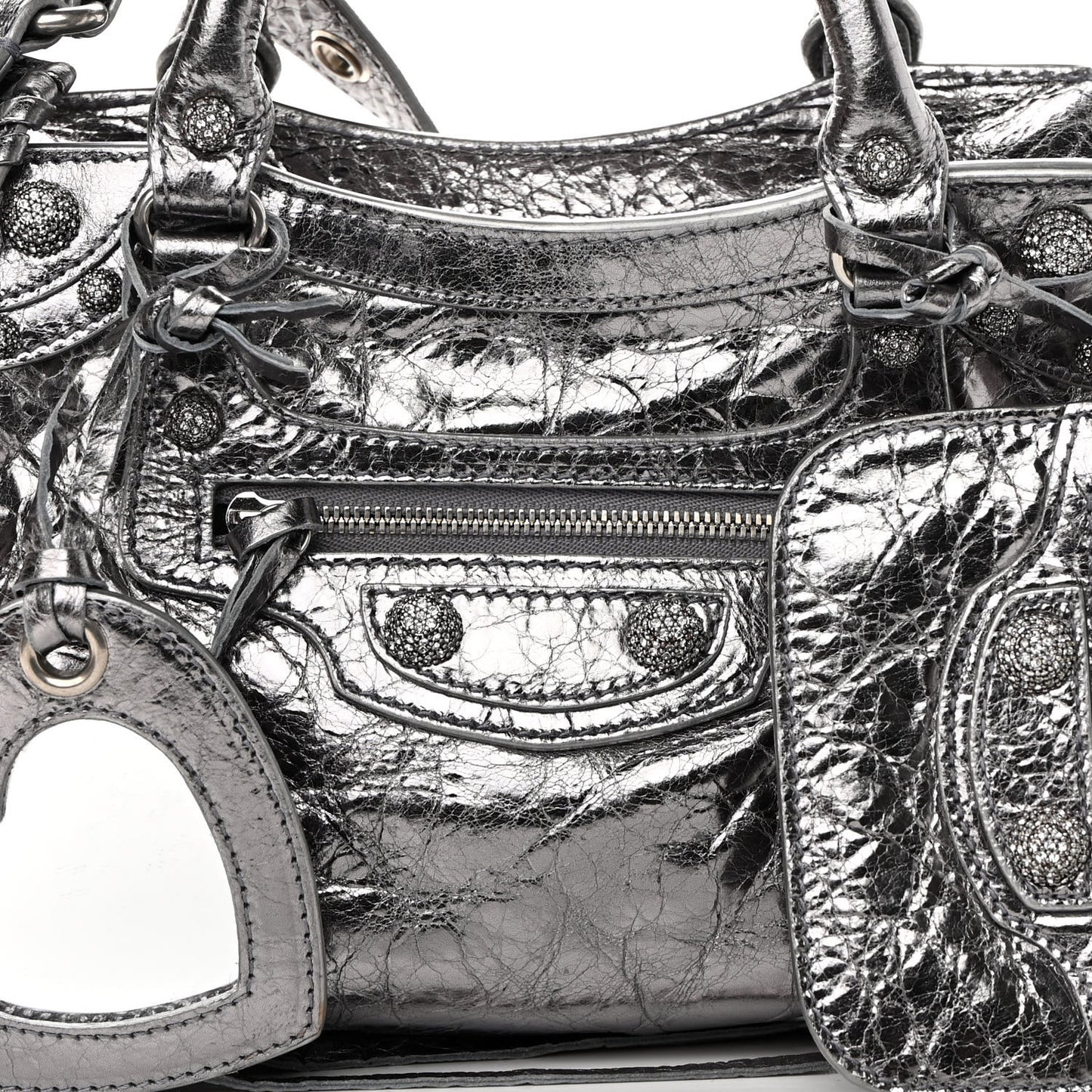 Agneau Arena Crystal Neo Cagole Handbag XS Silver