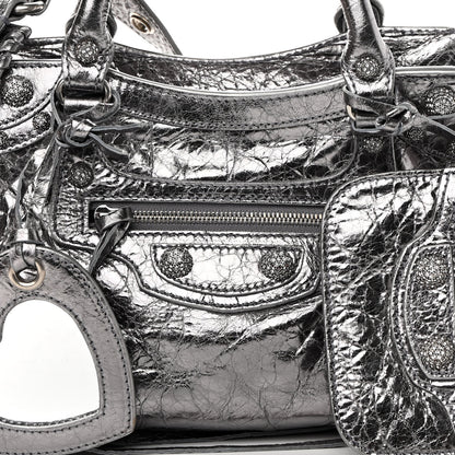 Balenciaga Agneau Arena Crystal Neo Cagole Handbag XS Silver 8 of 12