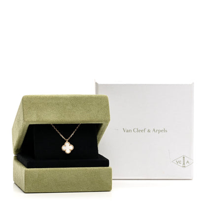 Van Cleef & Arpels 18K Yellow Gold Mother of Pearl Sweet Alhambra Pendant Necklace 7 of 7