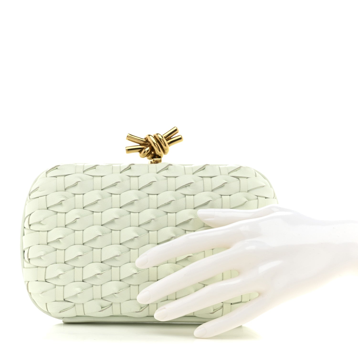 Bottega Veneta Intrecciato Minaudiere Knot Clutch Glacier 2 of 6