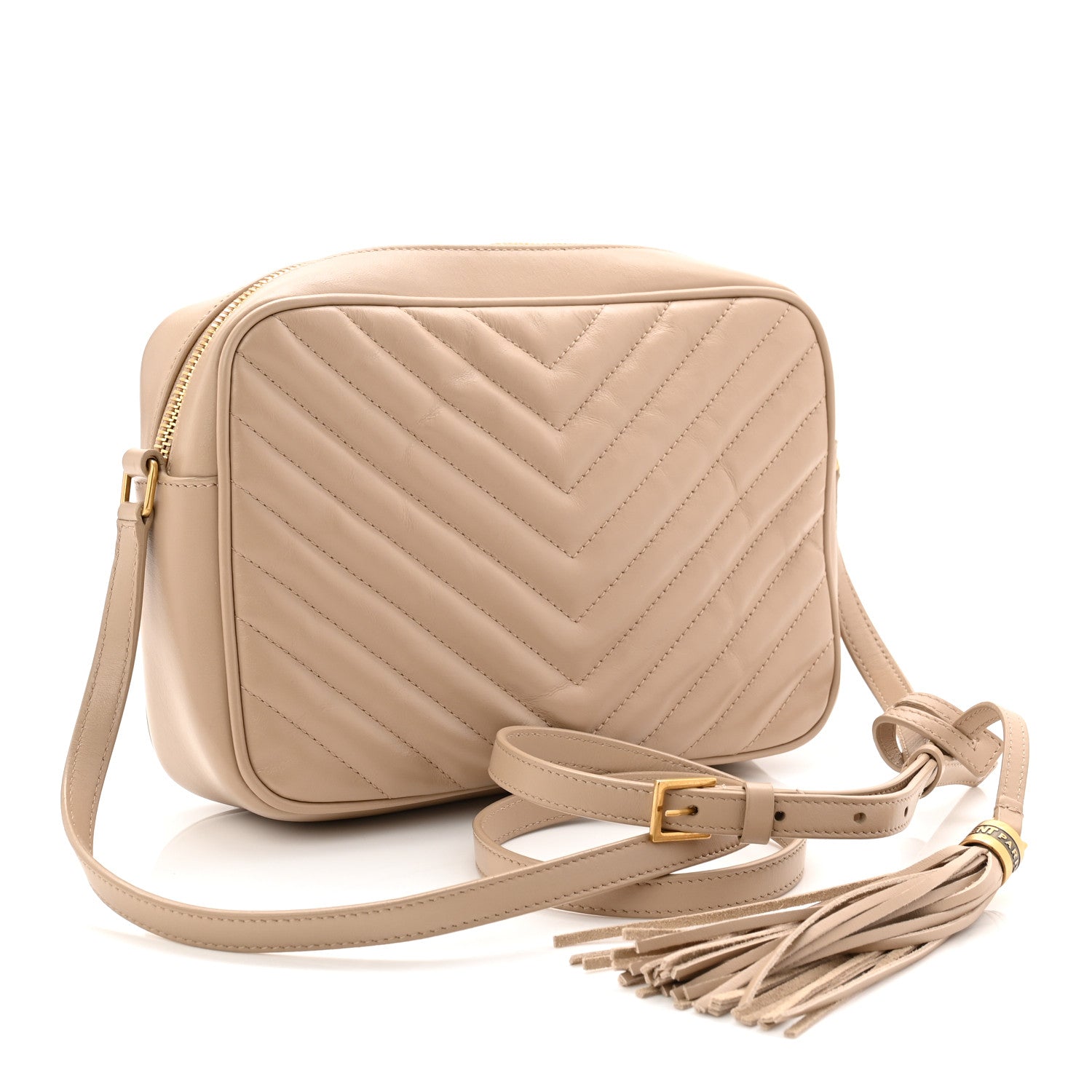 Saint Laurent Calfskin Matelasse Monogram Lou Camera Bag Dark Beige 3 of 10