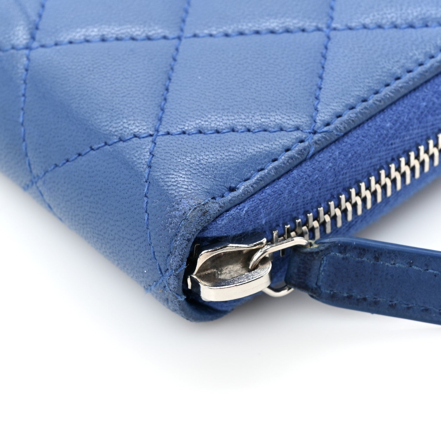 Chanel Lambskin Quilted Large Gusset Zip Around Wallet Dark Blue 17 of 22