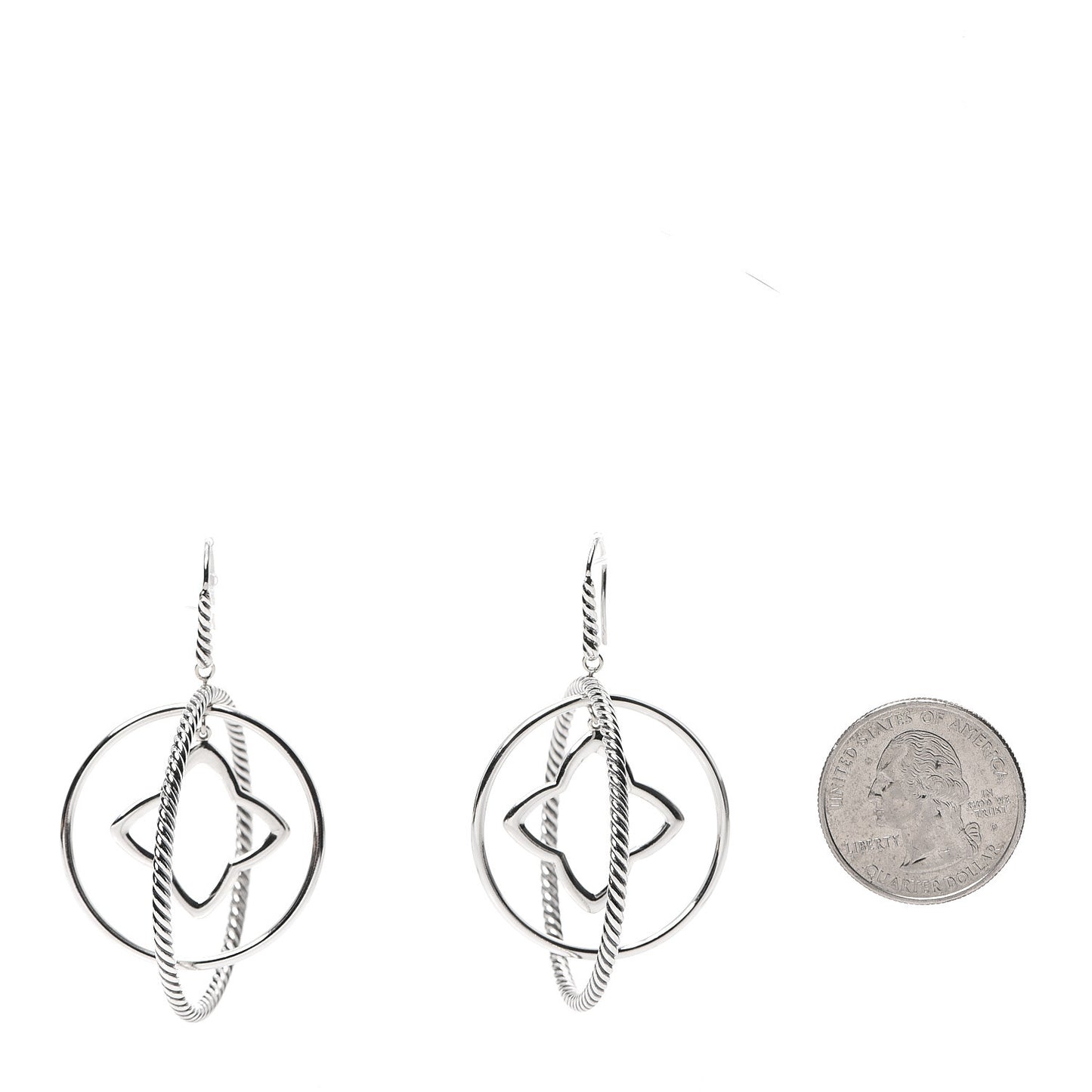 Sterling Silver Quatrefoil Mobile Circle Earrings