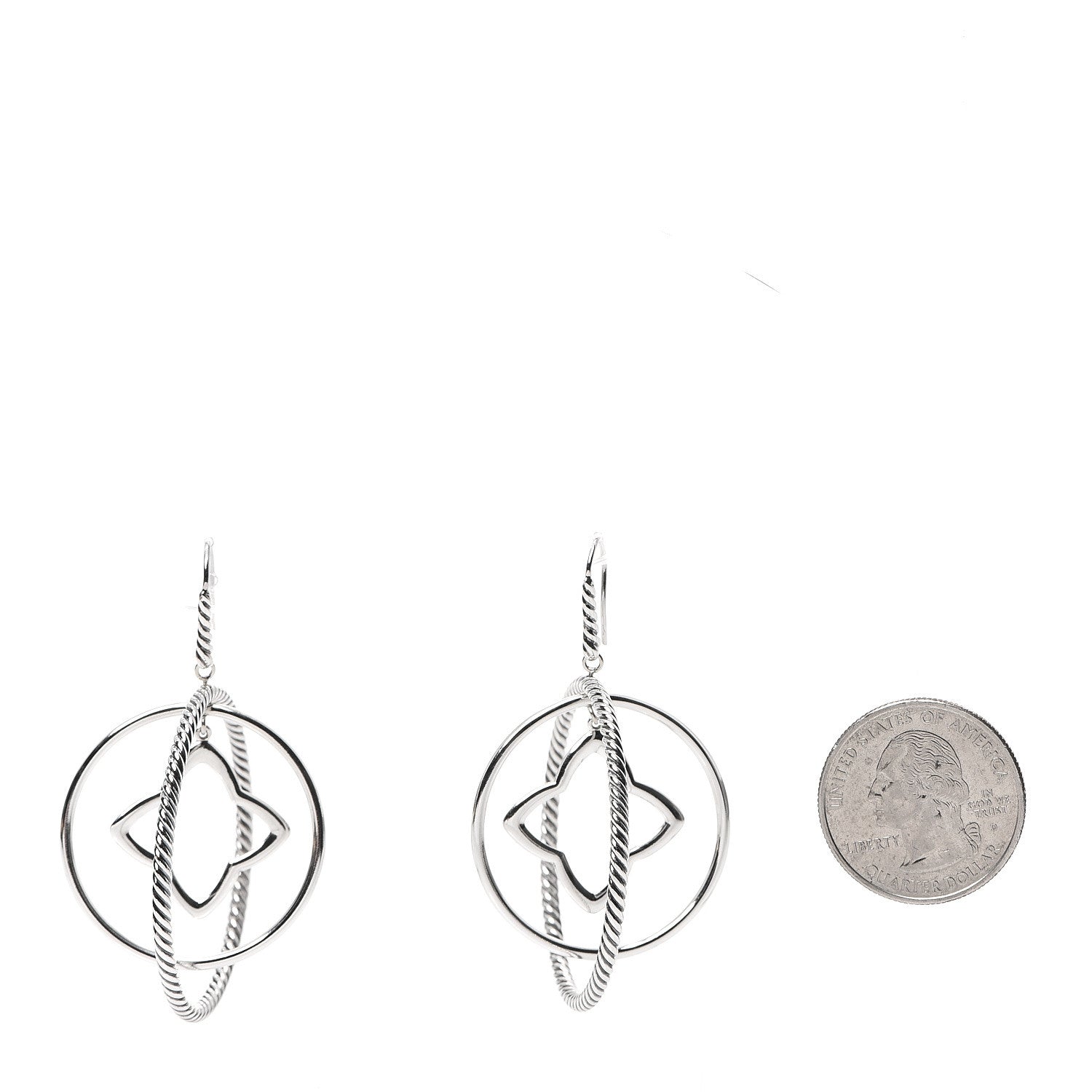 David Yurman Sterling Silver Quatrefoil Mobile Circle Earrings 2 of 4