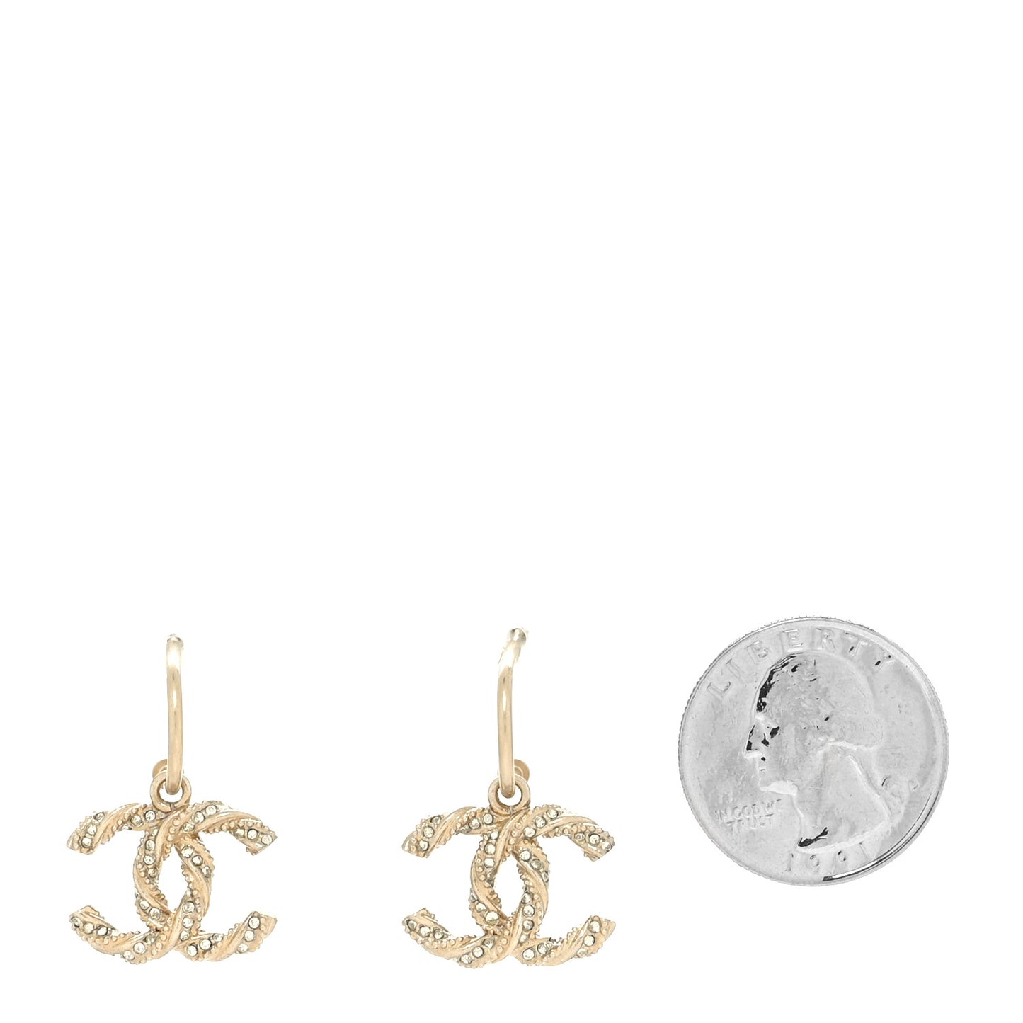 Crystal Twisted CC Drop Earrings Gold