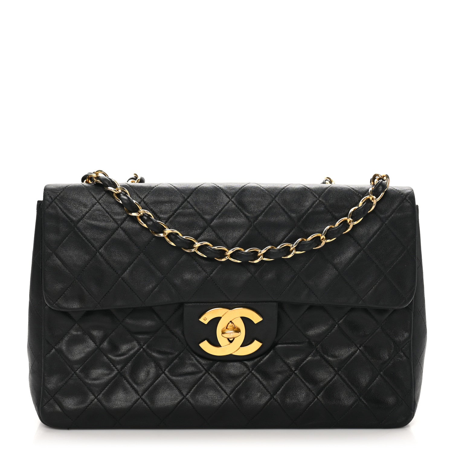 Chanel Lambskin Quilted Jumbo Single Flap Black 1 of 12