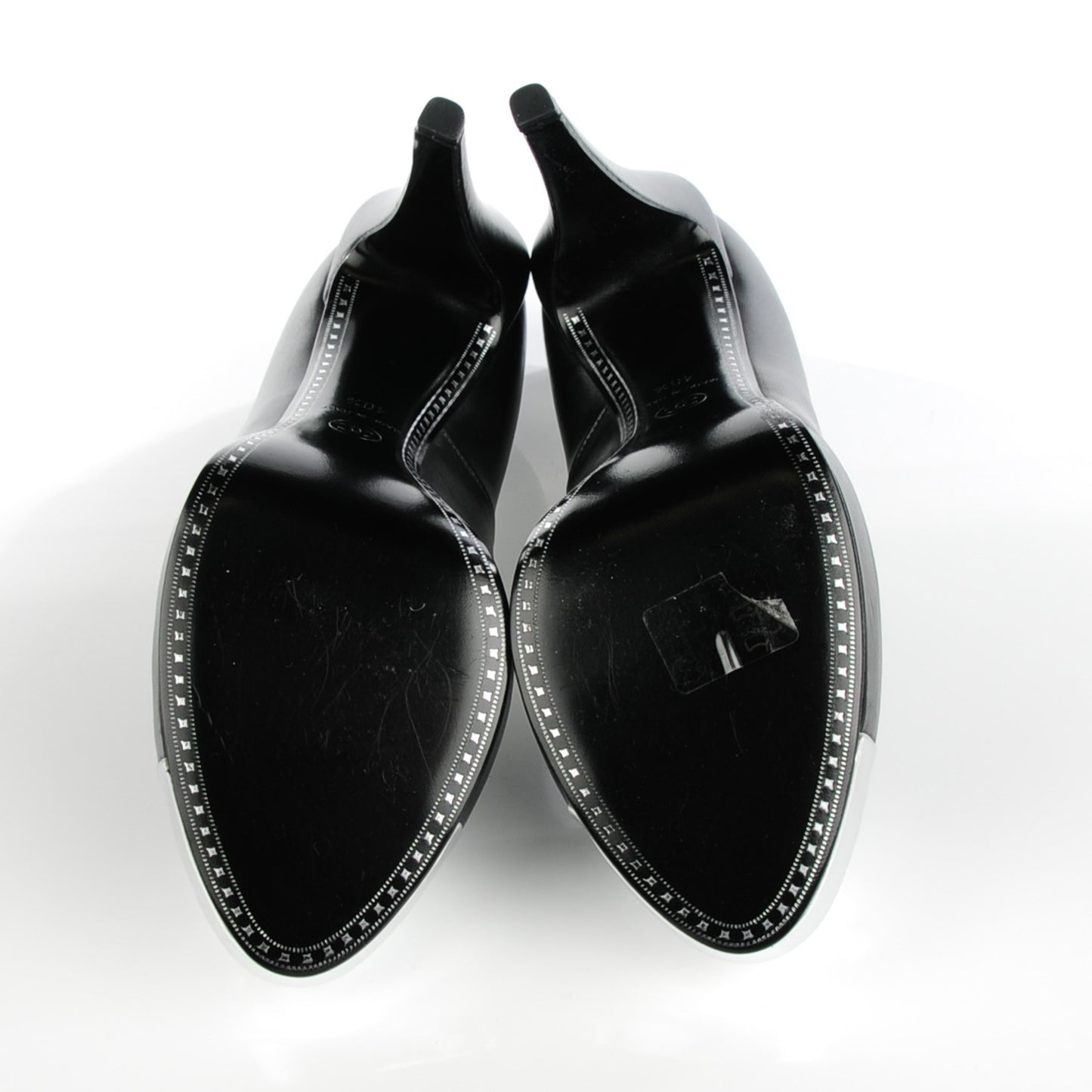 Calfskin Silver Cap Toe CC Pumps 40.5 Black