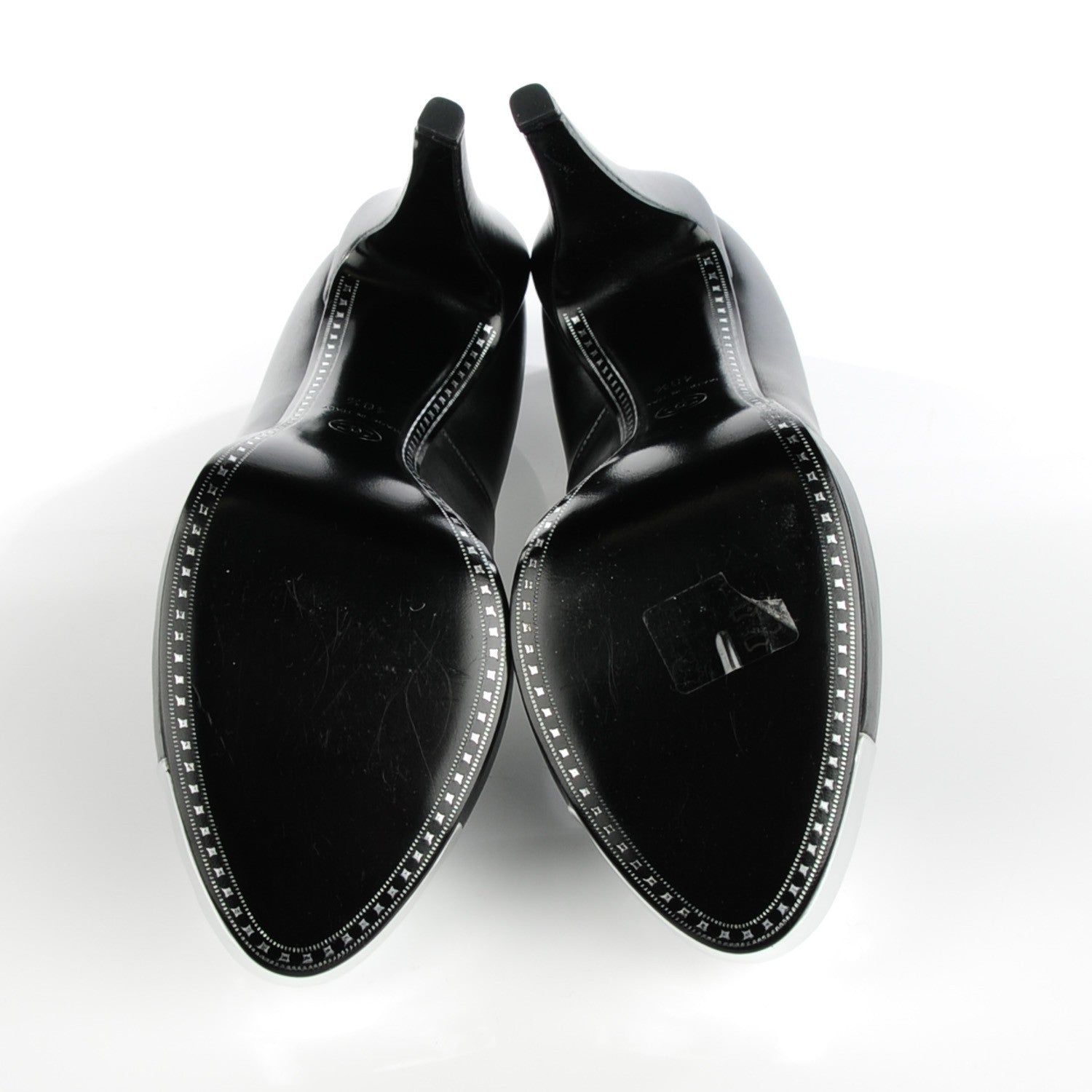 Chanel Calfskin Silver Cap Toe CC Pumps 40.5 Black 5 of 9