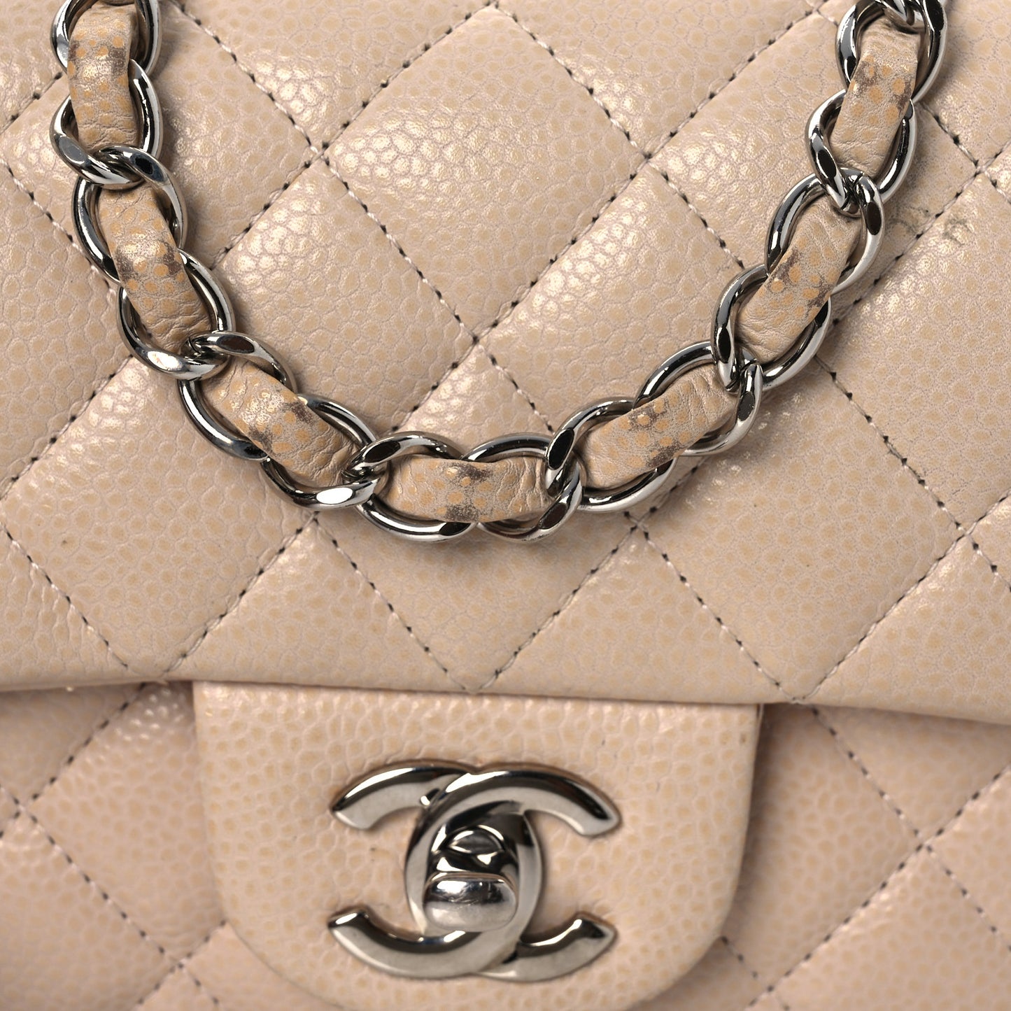 Caviar Quilted Mini Rectangular Flap Light Pink