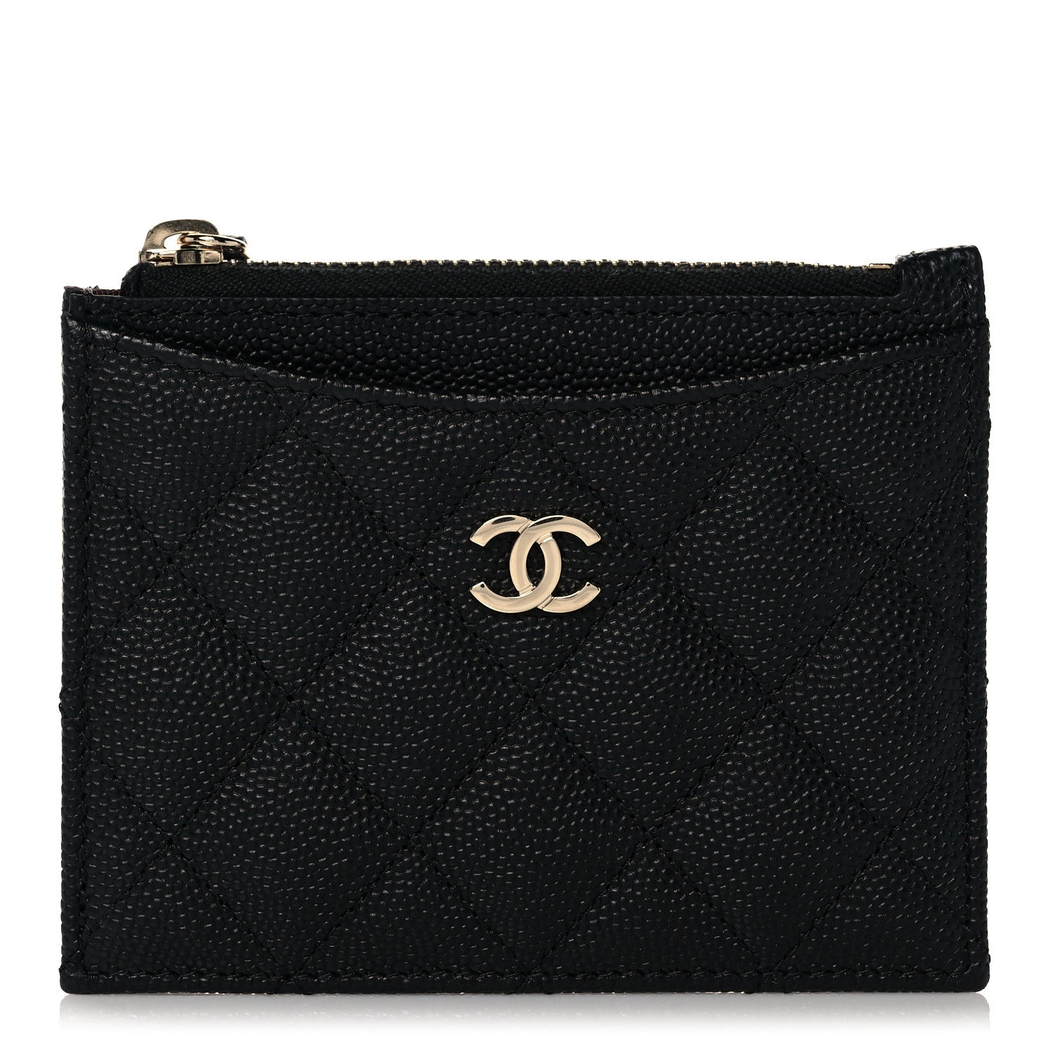 Chanel Caviar Quilted CC Zip Card Holder Black 1 of 7