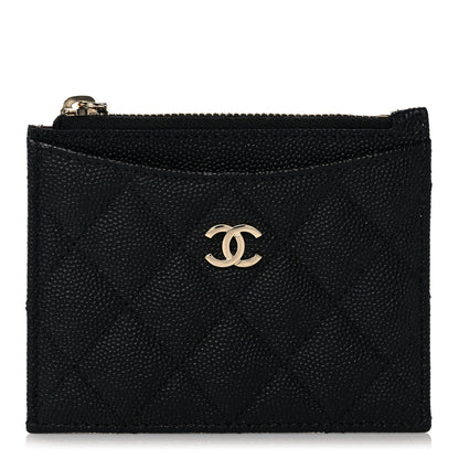 Chanel Caviar Quilted CC Zip Card Holder Black 1 of 7