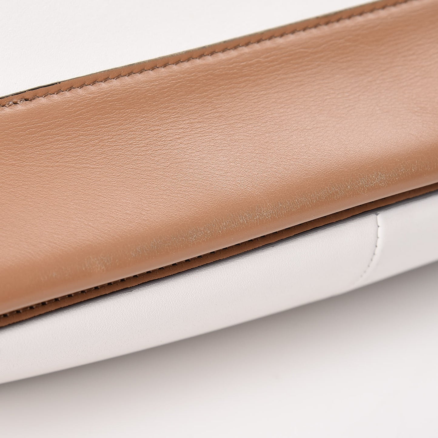 Shiny Smooth Calfskin Medium Frame Shoulder Bag Tan Optic White