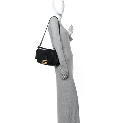 Fendi Nappa FF 1974 Embossed Large Baguette Black 2 of 17