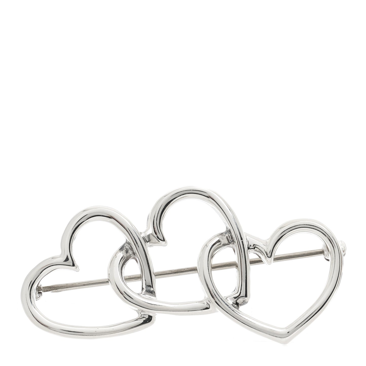 Sterling Silver Three Heart Brooch Pin