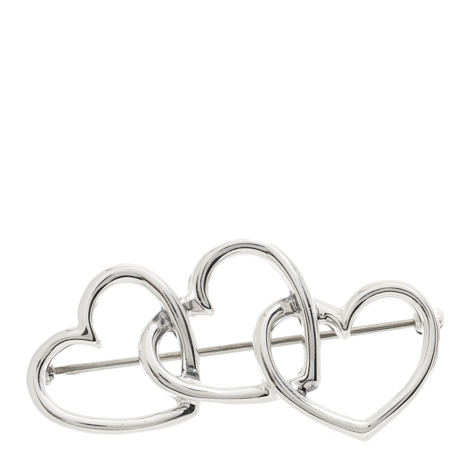 Tiffany Sterling Silver Three Heart Brooch Pin 1 of 3