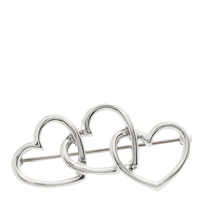 Tiffany Sterling Silver Three Heart Brooch Pin 1 of 3