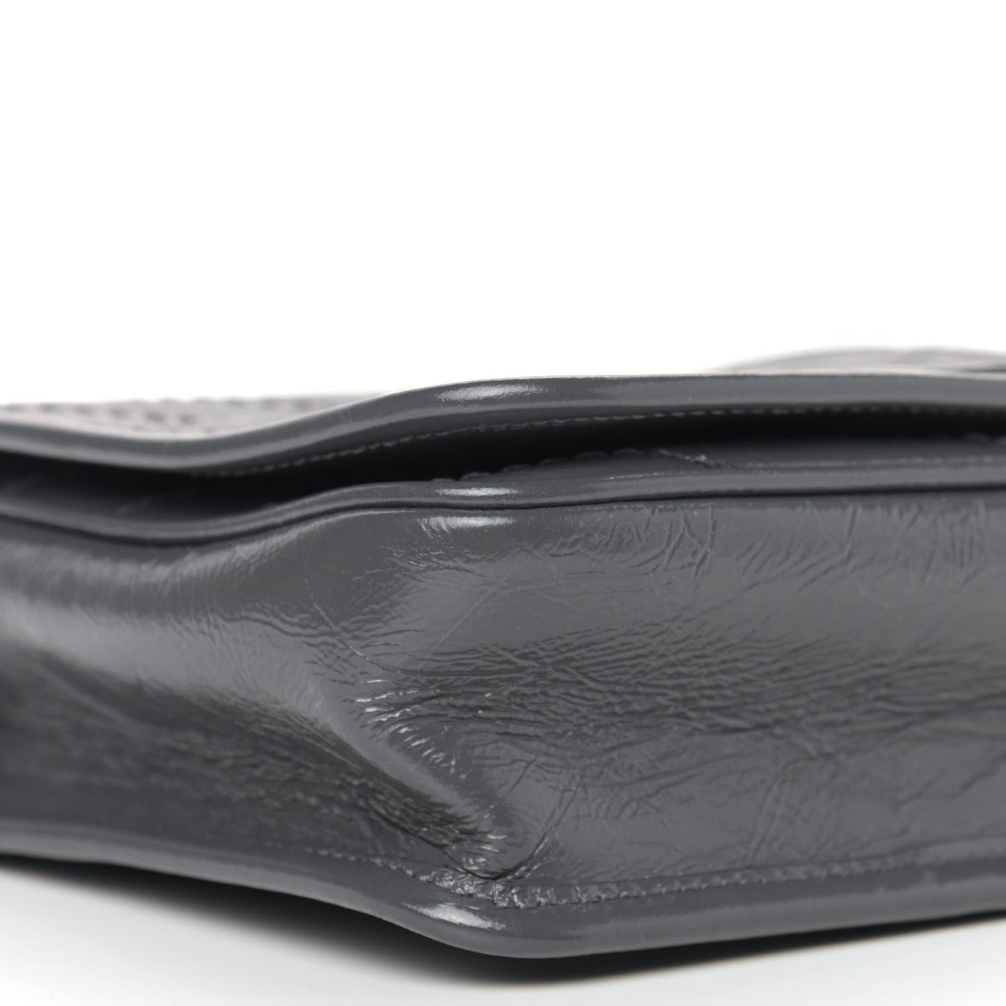 Crinkled Calfskin Matelasse Monogram Niki Chain Wallet Fog