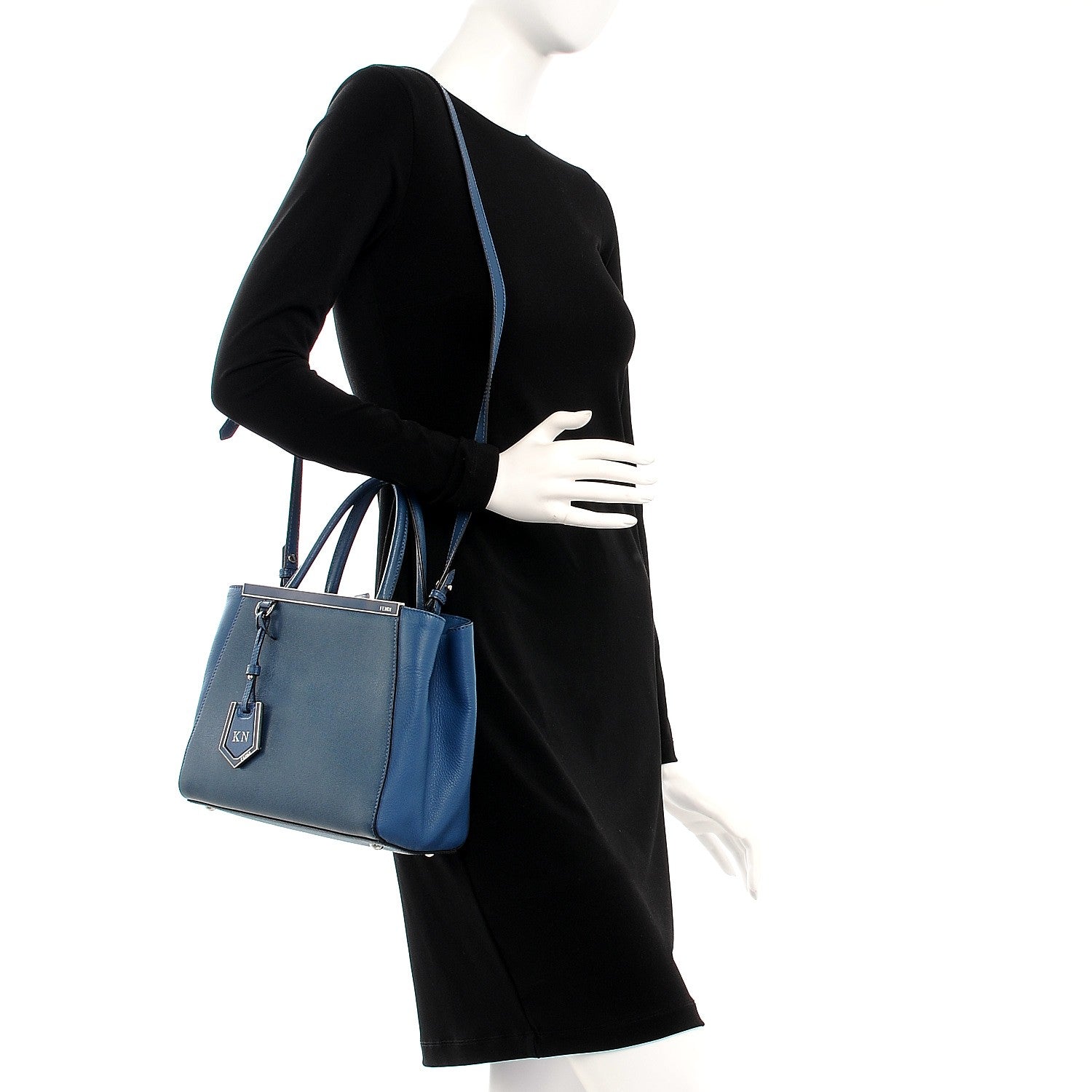 Fendi Vitello Elite Petite 2Jours Tote Blue Cobalto 2 of 11