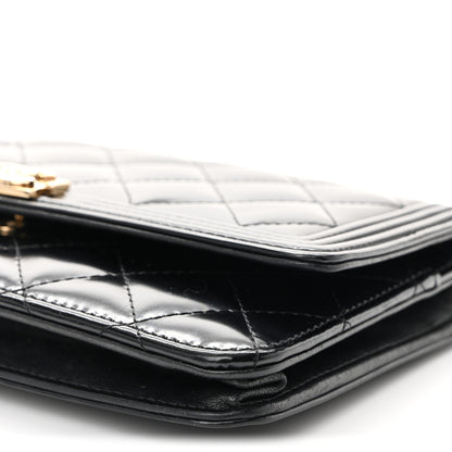 Chanel Glazed Calfskin Quilted Boy Wallet On Chain WOC Black 11 of 12