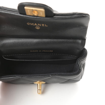 Chanel Calfskin Quilted Lady Handle Flap Card Holder With Chain Black 5 of 11