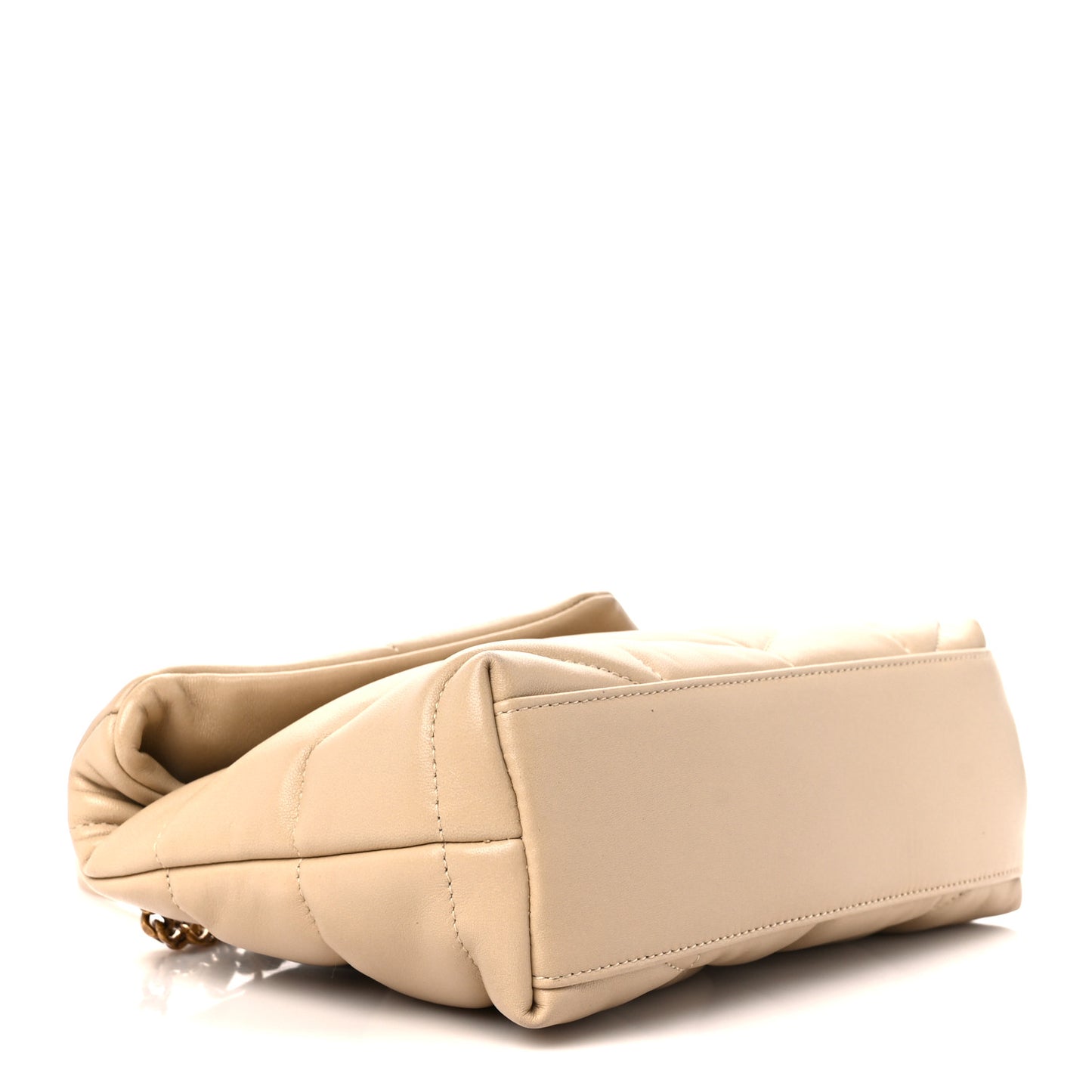 Lambskin Quilted Toy Loulou Puffer Monogram Chain Satchel Avorio