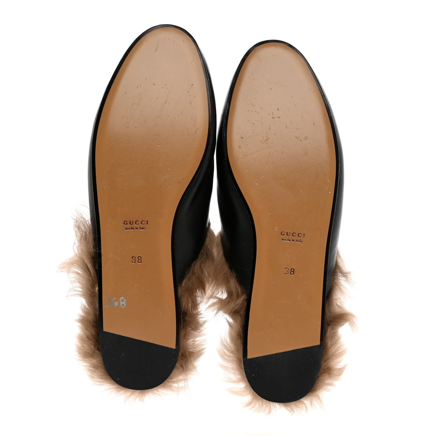 Calfskin Fur Womens Princetown Slippers 38 Black
