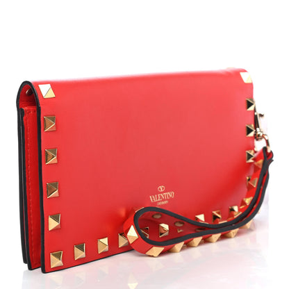 Valentino Garavani Vitello Rockstud Wristlet Wallet Deep Orange 3 of 4