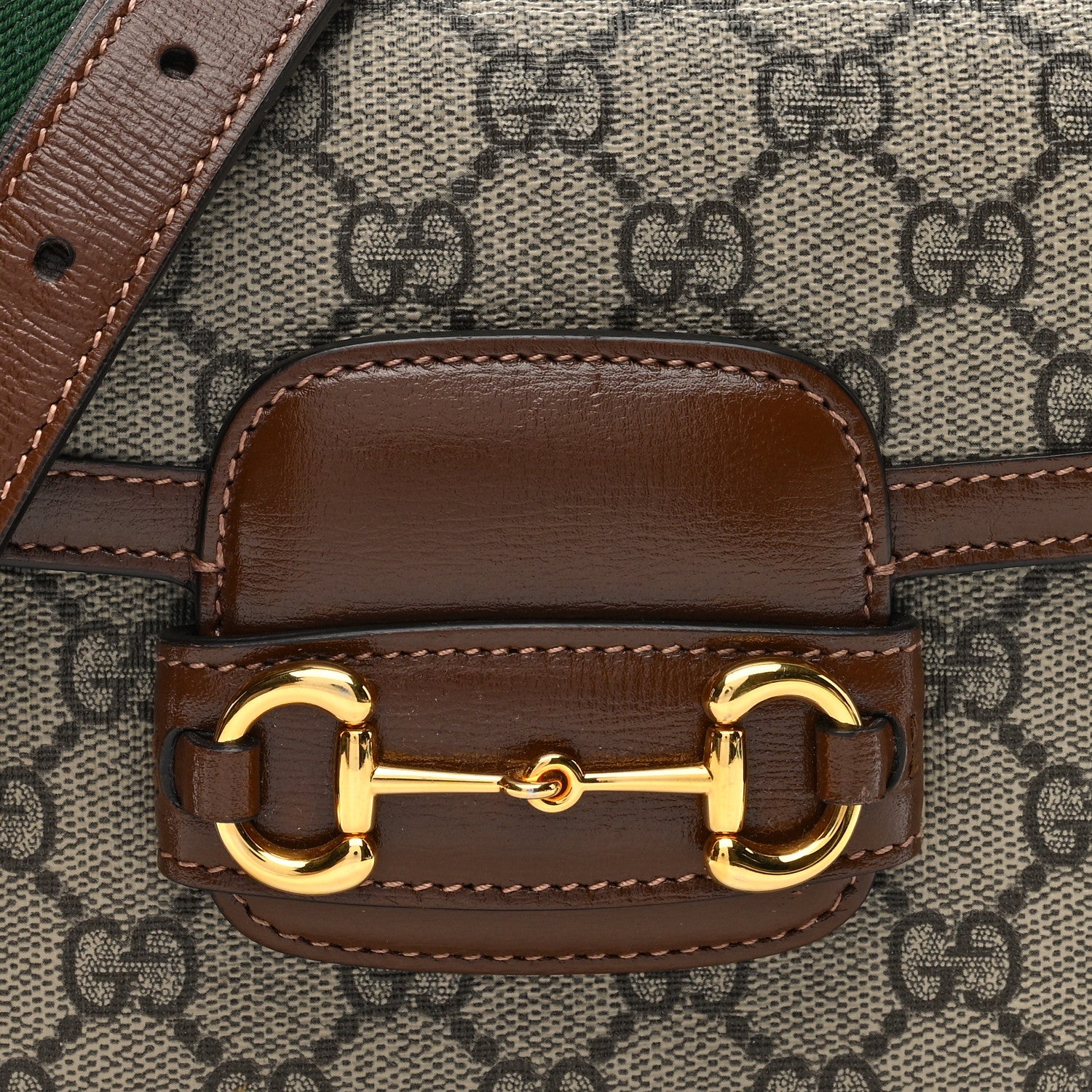 Gucci GG Supreme Monogram Web Mini Horsebit 1955 Shoulder Bag Beige Brown Sugar 9 of 11