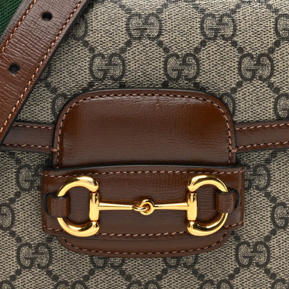 Gucci GG Supreme Monogram Web Mini Horsebit 1955 Shoulder Bag Beige Brown Sugar 9 of 11