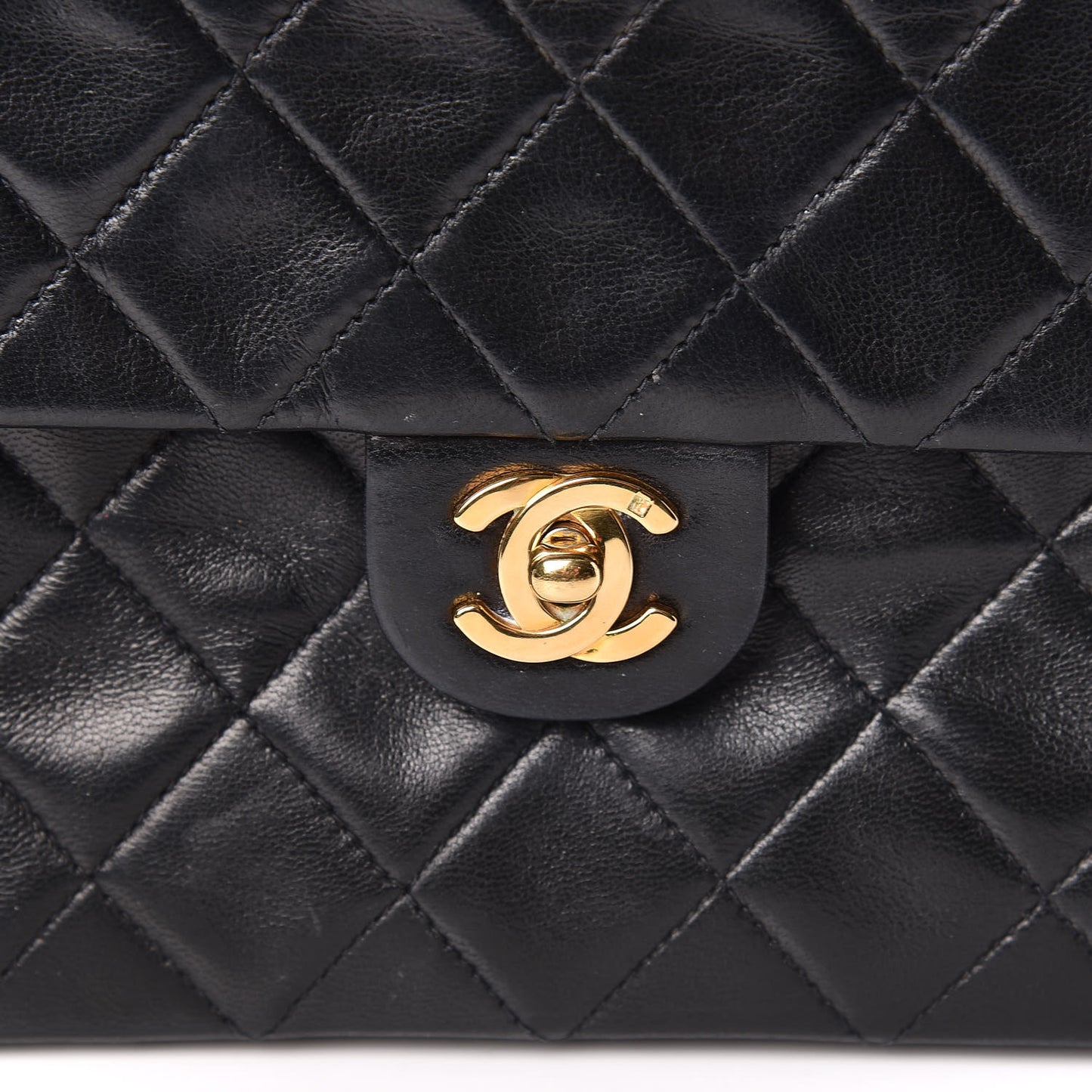 Lambskin Quilted Mini Square Flap Black