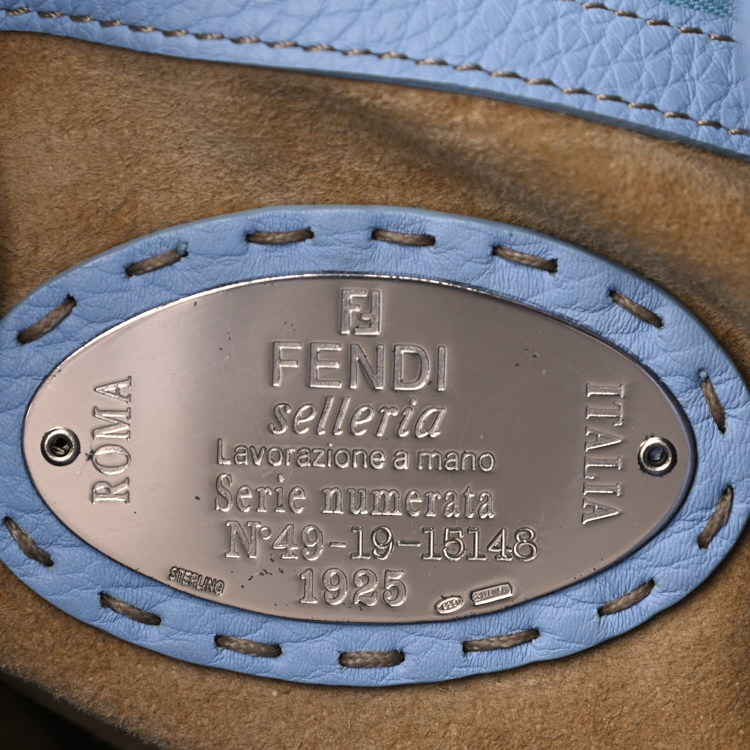 Fendi Cuoio Romano Selleria Shoulder Bag Sky Blue 6 of 10