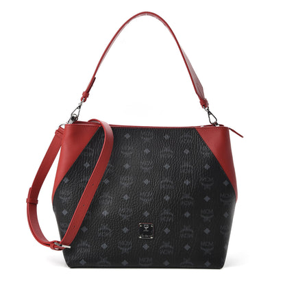 MCM Visetos Medium Klara Hobo Red Black 1 of 9