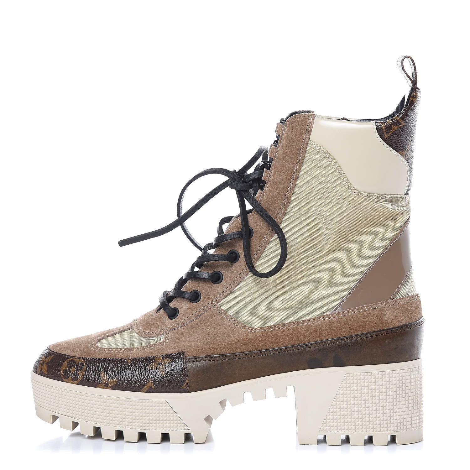 Louis Vuitton Suede Calfskin Monogram Laureate Platform Desert Boots 41 Beige 1 of 9