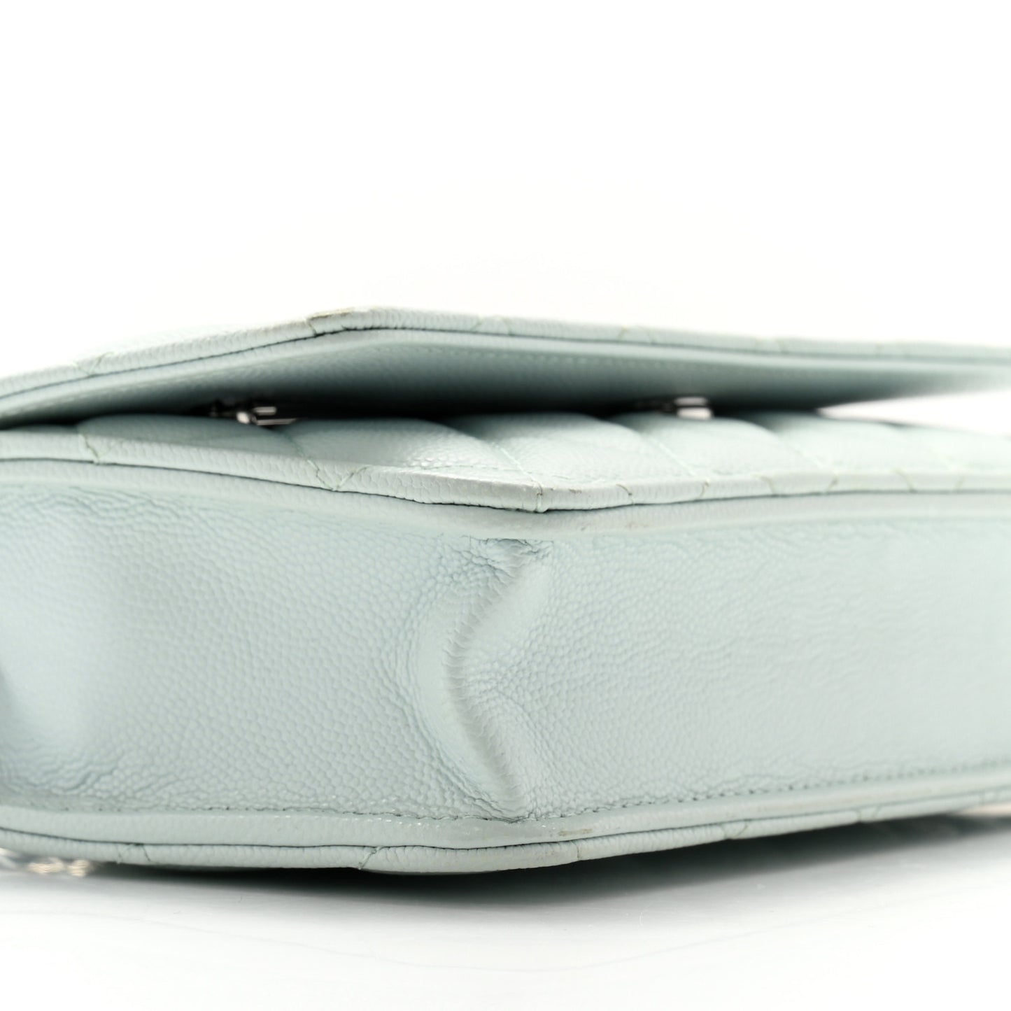Caviar Quilted Wallet on Chain WOC Light Blue