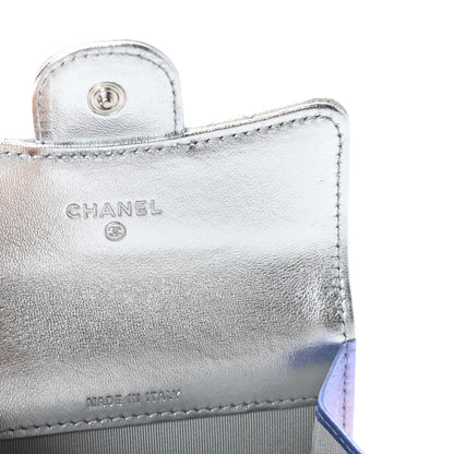 Chanel Gradient Metallic Calfskin Quilted Flap Card Holder Wallet Silver Blue Yellow Purple 6 of 8