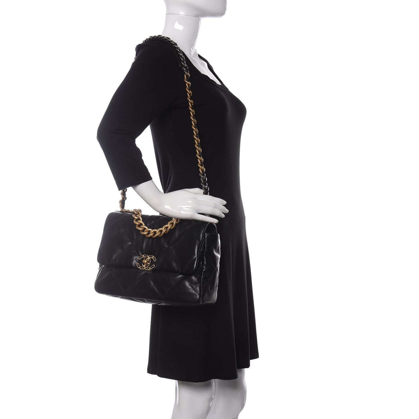 Goatskin Quilted Large Chanel 19 Flap Black
