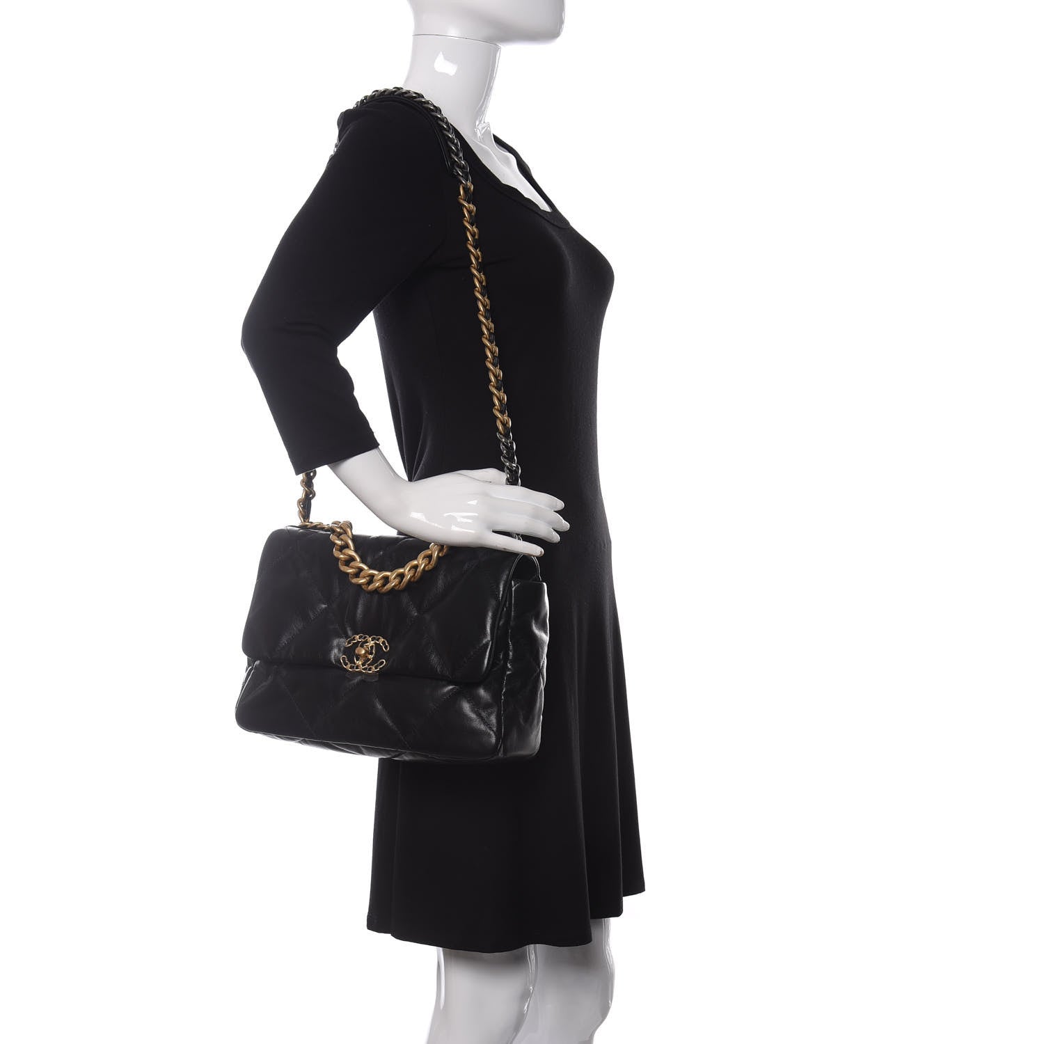 Chanel Goatskin Quilted Large Chanel 19 Flap Black 2 of 13