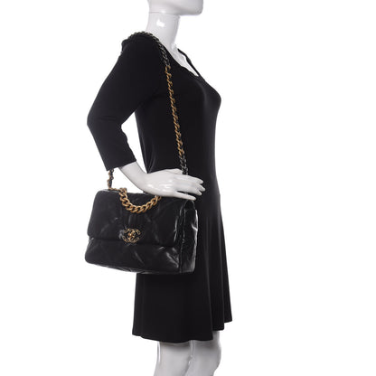 Chanel Goatskin Quilted Large Chanel 19 Flap Black 2 of 13