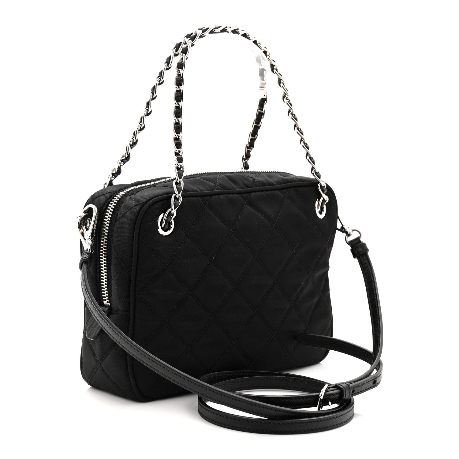 Prada Nylon Tessuto Impuntu Quilted Bandoliera Crossbody Bag Black 3 of 9