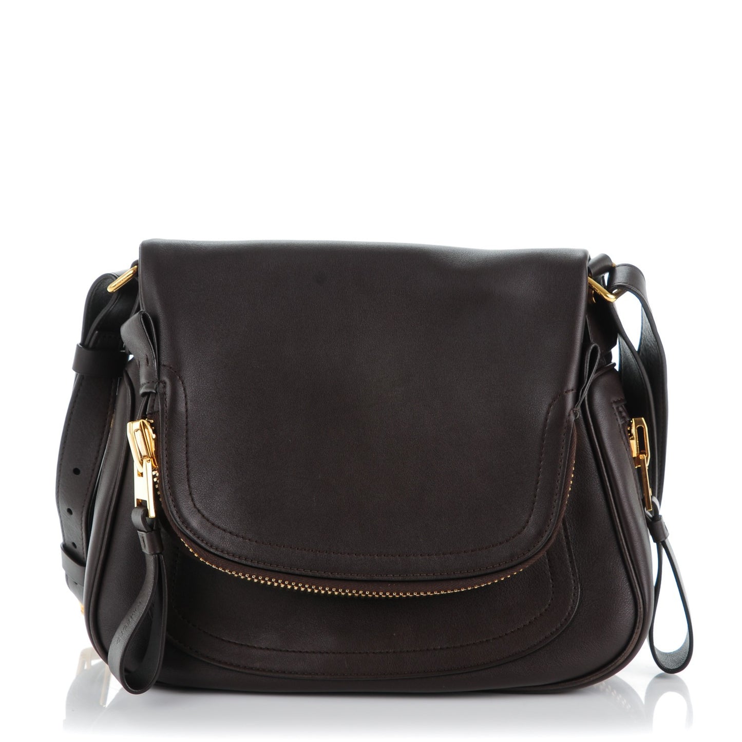 Grained Calfskin Medium Jennifer Crossbody Bag Brown