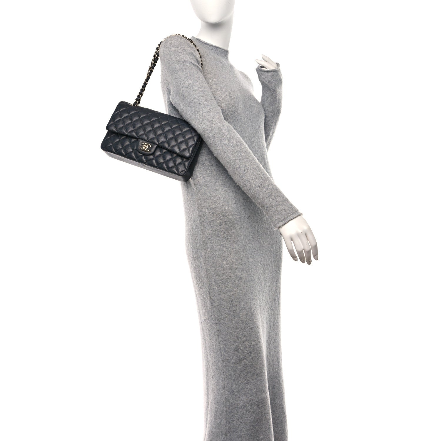 Chanel Caviar Quilted Medium Double Flap Dark Grey 2 of 11
