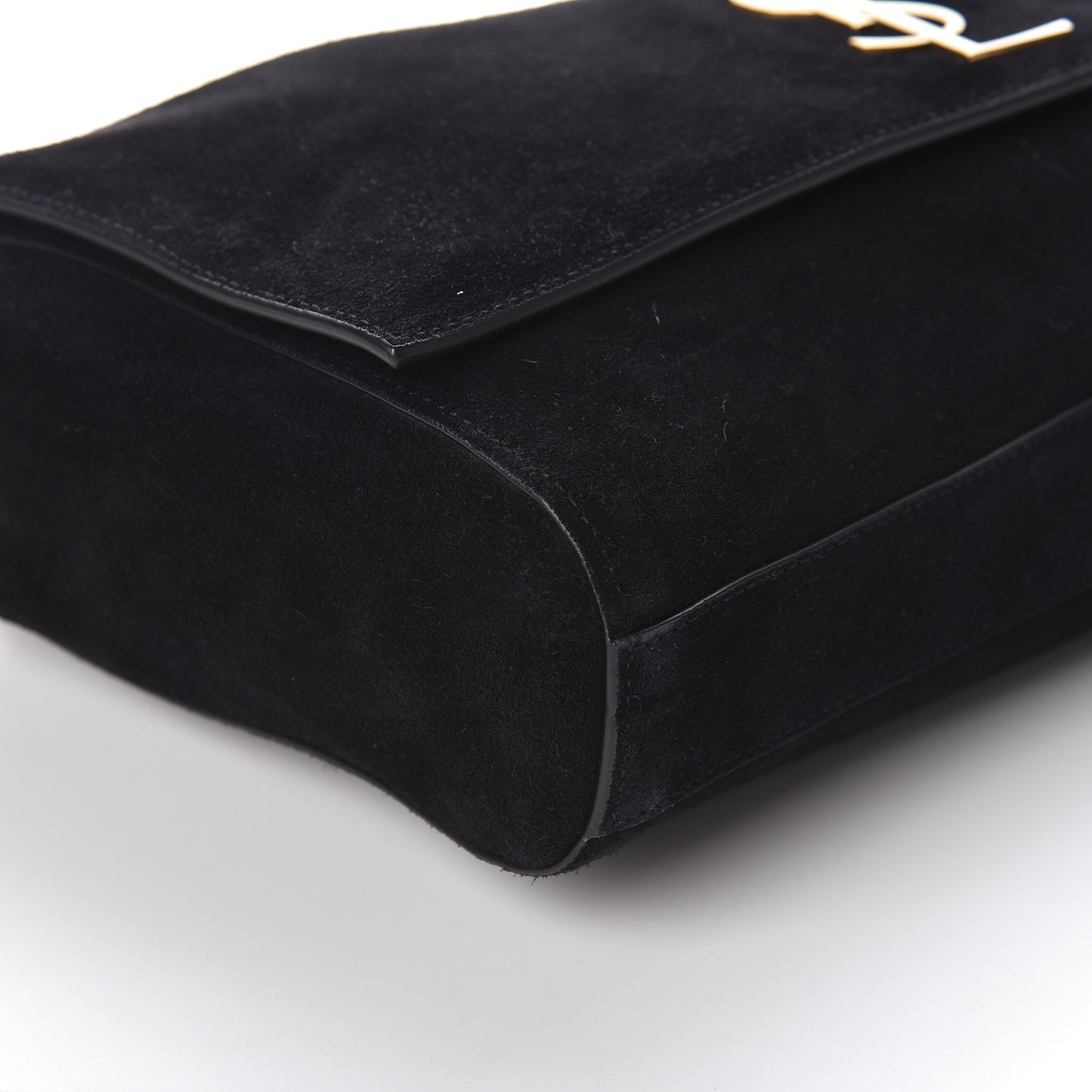 Smooth Calfskin Suede Medium Reversible Monogram Kate Satchel Black