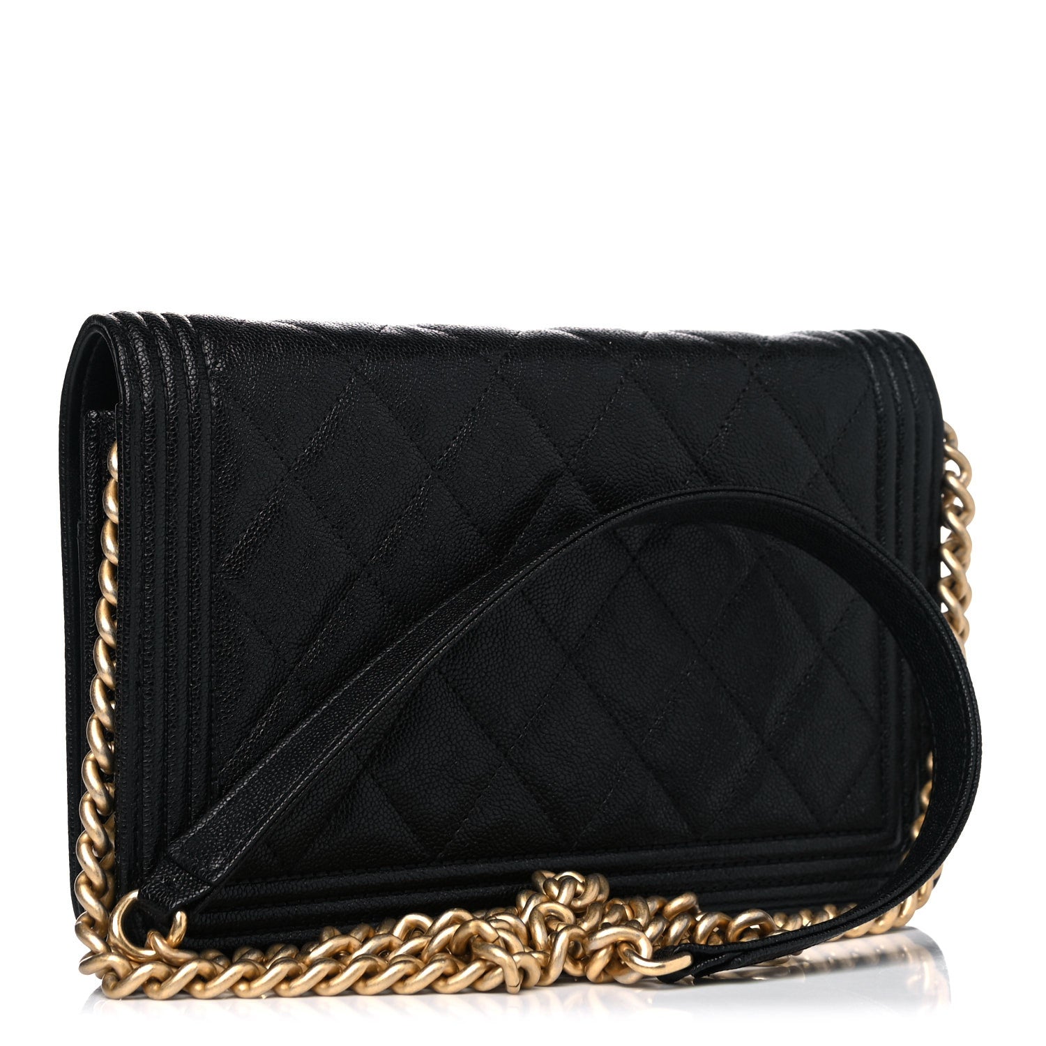 Chanel Caviar Quilted Boy Wallet On Chain WOC Black 3 of 13