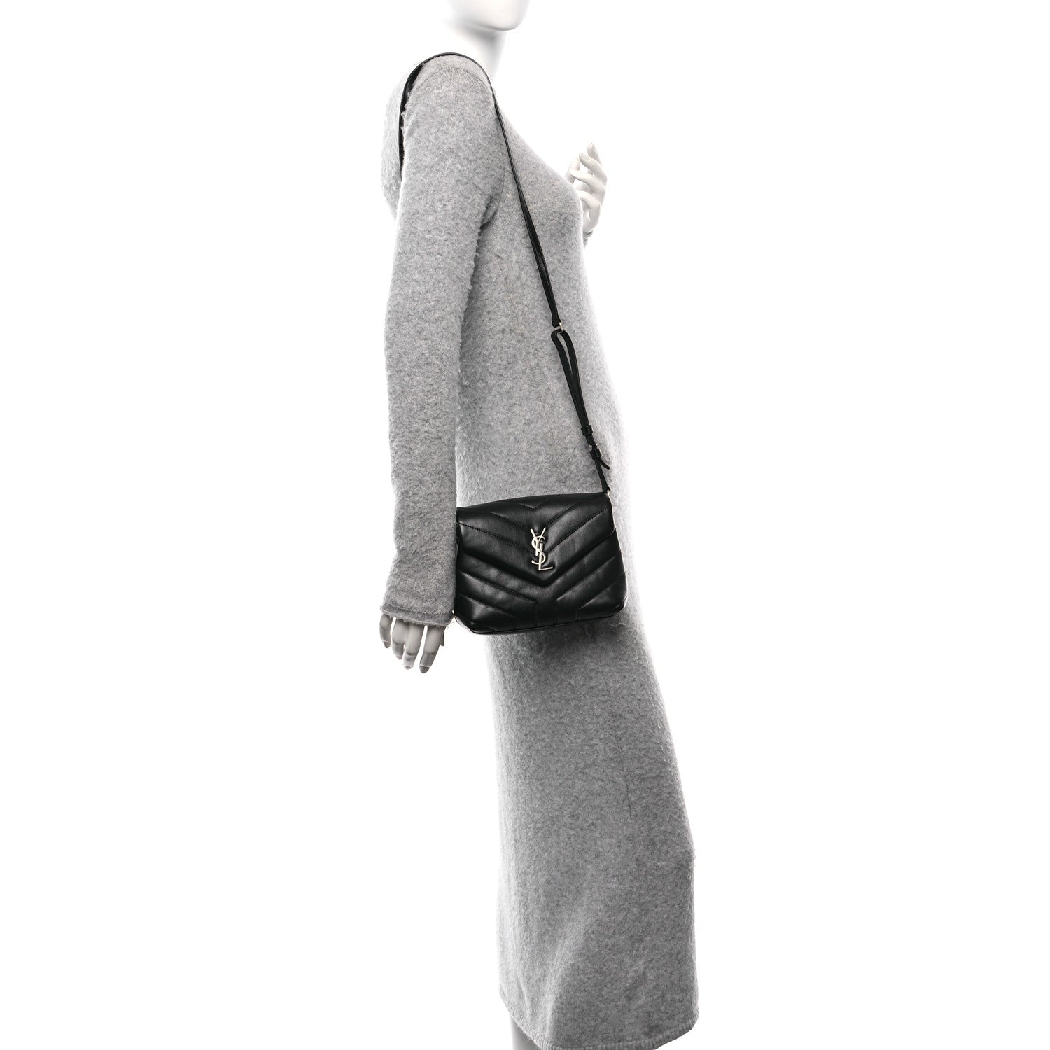 Saint Laurent Calfskin Y Quilted Monogram Toy Loulou Crossbody Bag Black 2 of 9
