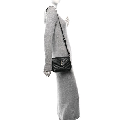 Saint Laurent Calfskin Y Quilted Monogram Toy Loulou Crossbody Bag Black 2 of 9