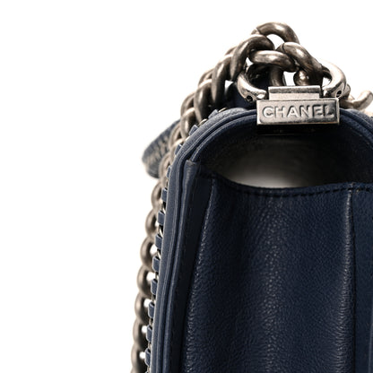 Chanel Lambskin Quilted Medium Top Handle Boy Flap Blue 12 of 13