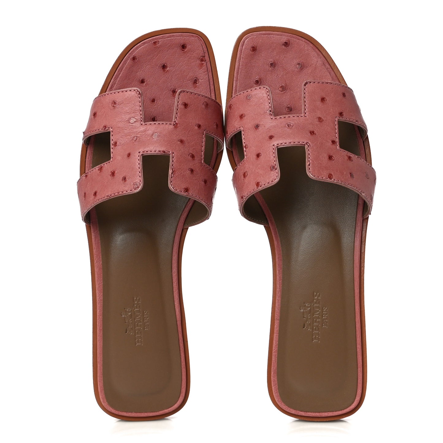 Ostrich Oran Sandals 37.5 Rouge Blush
