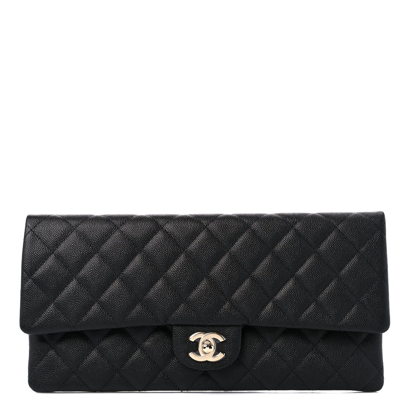 Caviar Quilted Flap Clutch Black